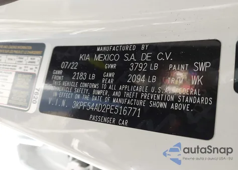 2023 Kia Forte Gt-Line z USA, uszkodzony, nr VIN 3KPF54AD2PE516771